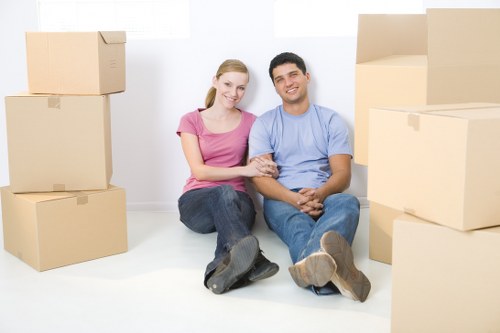 Student belongings ready for transport during a Knightsbridge removals service