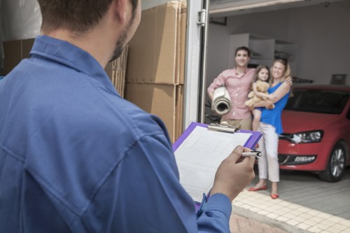 Unpacking service arranging kitchen and living room essentials after a Knightsbridge relocation