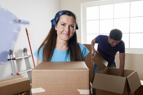 Packed boxes and furniture being loaded for a Knightsbridge relocation
