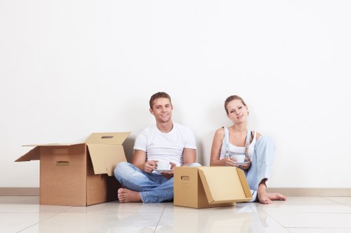 Local moving team handling boxes near Knightsbridge apartments