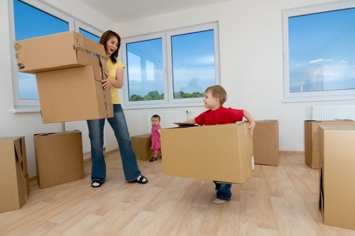 Packed boxes and furniture loaded into a moving truck for Knightsbridge relocation