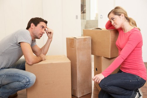 Organised flat removals setup for a local move in Knightsbridge with boxes and furniture